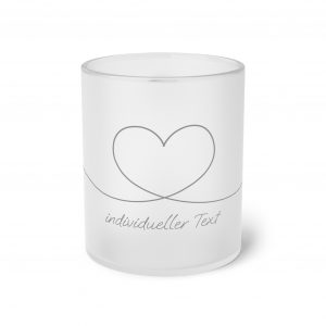 individuell bedruckte Glastasse - Herz - elegante Schrift