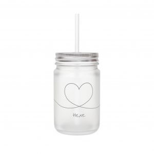 Trinkglas "Hexe" mit Deckel und Strohhalm